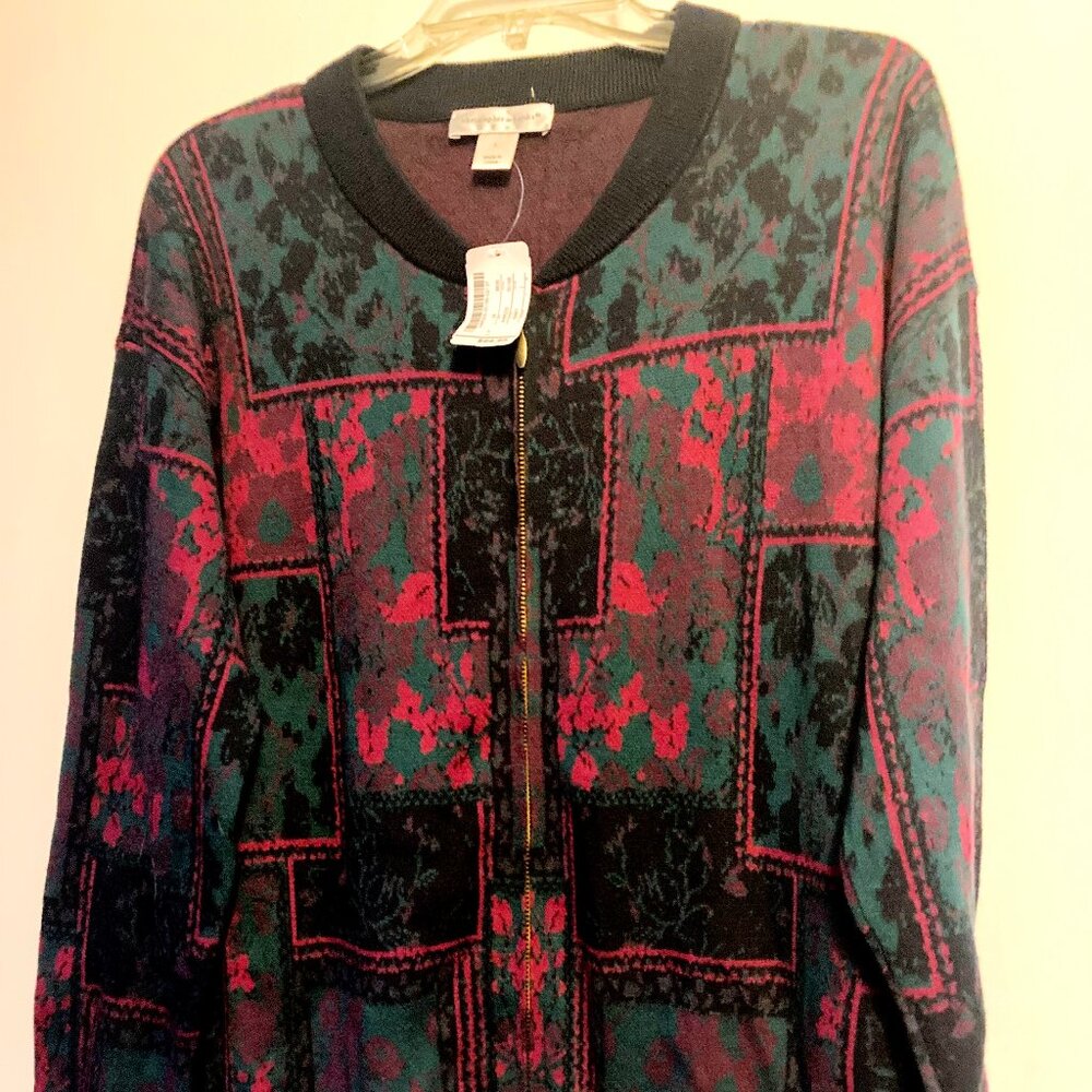 NWT Women's Christopher & Banks Nordic Multi-Color Print Sweater Size L